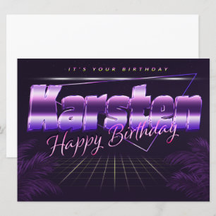 Karsten Name Vorname lila retro Karte Geburtstag