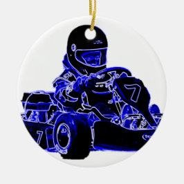 Kart, das Blau und Weiß läuft Keramik Ornament