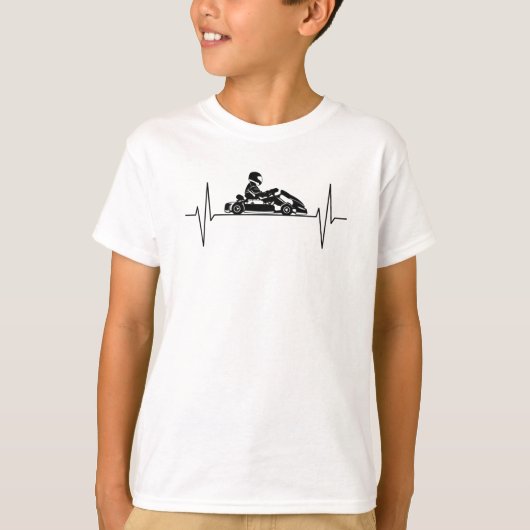 Kart Goart Kart Racing Heartbeat Line Geschenk T-Shirt (Vorderseite)
