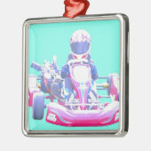 Kart Laufen-Blauer Hintergrund Silbernes Ornament (Links)