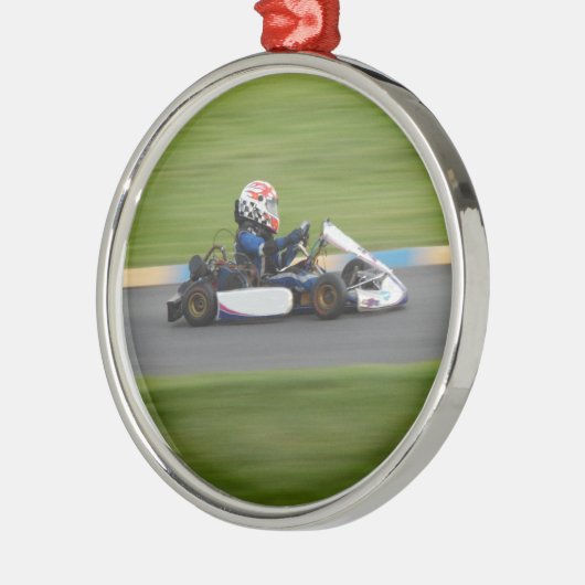Kart Laufen Silbernes Ornament (Links)
