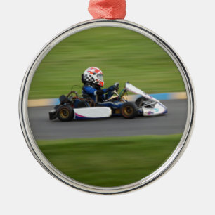 Kart Laufen Silbernes Ornament
