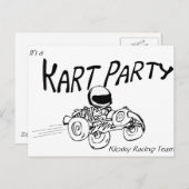 Kart Party Black Logo Einladungspostkarte (Vorne/Hinten)