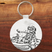 Kart Racing B/W Shading Schlüsselanhänger (Vorderseite)