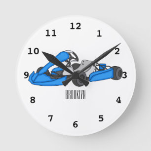 Kart racing Cartoon Illustration Runde Wanduhr
