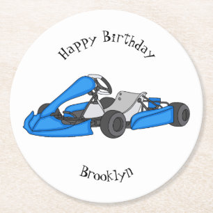 Kart racing Cartoon Illustration Runder Pappuntersetzer