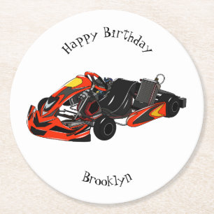 Kart racing Cartoon Illustration Runder Pappuntersetzer
