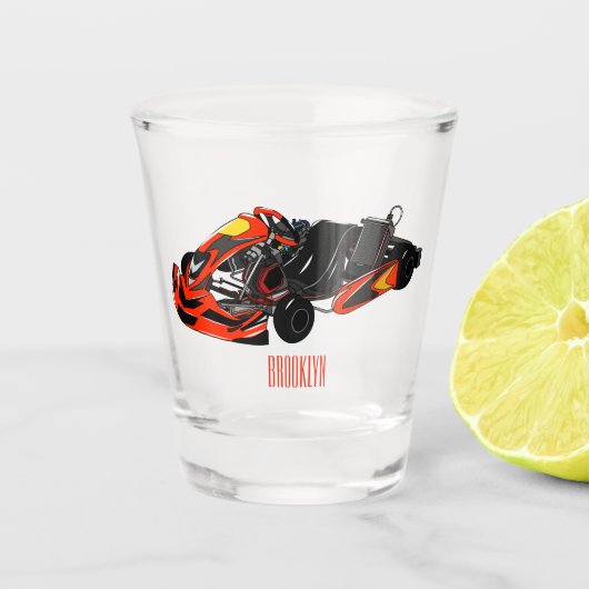 Kart racing Cartoon Illustration Schnapsglas (Vorderseite)