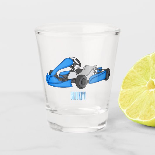 Kart racing Cartoon Illustration Schnapsglas (Vorderseite)