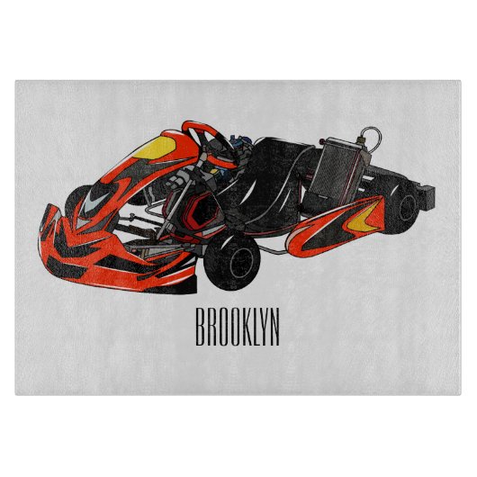 Kart racing Cartoon Illustration Schneidebrett (Vorderseite)