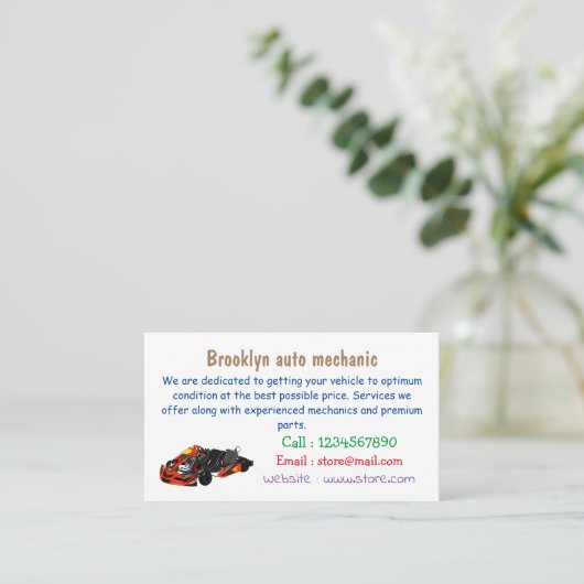 Kart racing Cartoon Illustration Visitenkarte (Stehend Vorderseite)