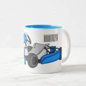 Kart racing Cartoon Illustration Zweifarbige Tasse (VorderseiteRechts)