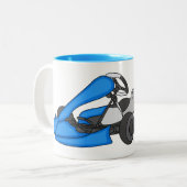 Kart racing Cartoon Illustration Zweifarbige Tasse (Vorderseite Links)
