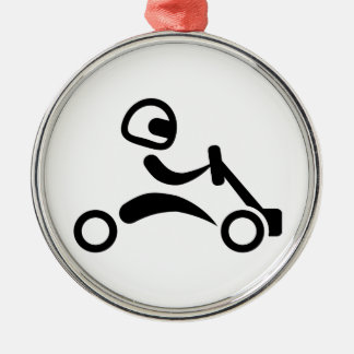 Kart-Rennen Silbernes Ornament