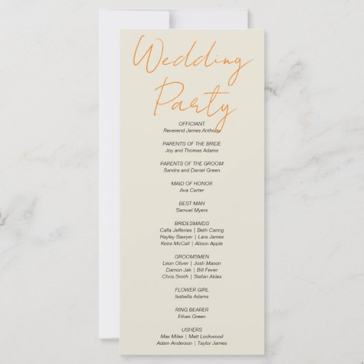 Kart von Pumpkins Fall Ash White Wedding Programm (Rückseite)