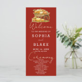 Kart von Pumpkins Fall Cherry Red Wedding Programm (Stehend Vorderseite)