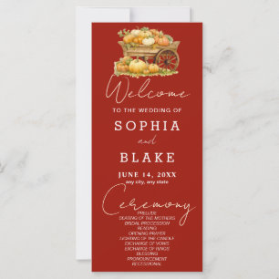 Kart von Pumpkins Fall Cherry Red Wedding Programm