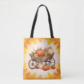 Kart von Pumpkins Fall Leaf Border Orange Hallowee Tasche (Vorderseite)