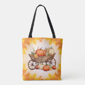 Kart von Pumpkins Fall Leaf Border Orange Hallowee Tasche (Rückseite)