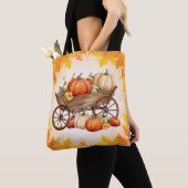 Kart von Pumpkins Fall Leaf Border Orange Hallowee Tasche (Von Nahem)
