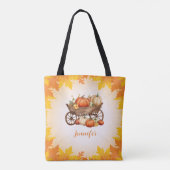 Kart von Pumpkins Fall Leaf Border Orange Hallowee Tasche (Rückseite)