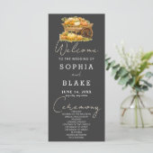 Kart von Pumpkins Fall Shadow Gray Wedding Program (Stehend Vorderseite)