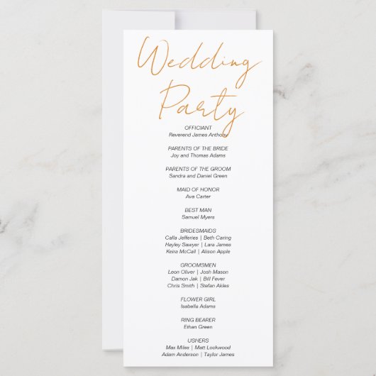 Kart von Pumpkins Fall White Wedding Programm (Rückseite)