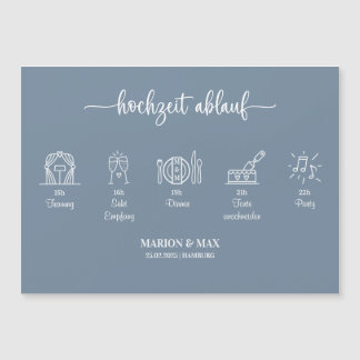 Kärtchen Ablauf Hochzeit Dusty Blue 01 Magnetkarte