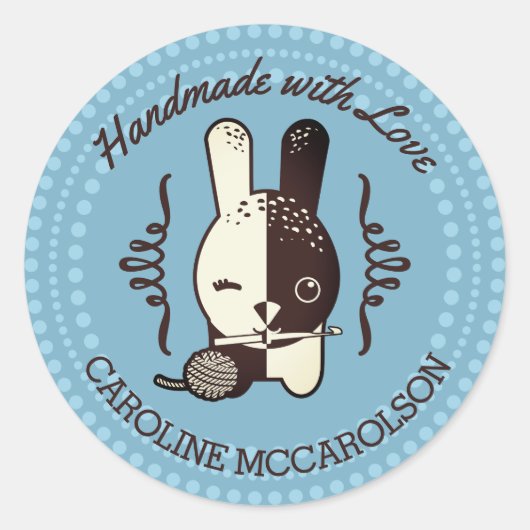 Kärtchen-Haken-Kugel aus Garn Runder Aufkleber (Vorderseite)