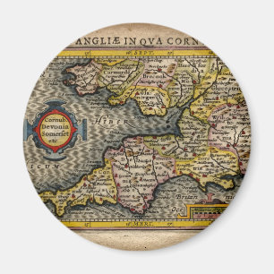 Karte 1610 von Cornwall, von Devon, von Somerset, Magnet