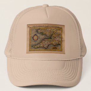 Karte 1610 von Cornwall, von Devon, von Somerset, Truckerkappe