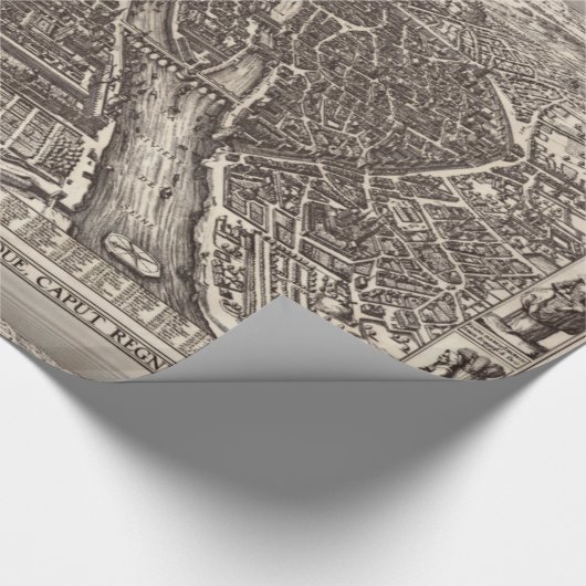 Karte 1618 von Paris durch Claes Jansz. Visscher Geschenkpapier (Ecke)