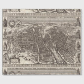 Karte 1618 von Paris durch Claes Jansz. Visscher Geschenkpapier (Flach)