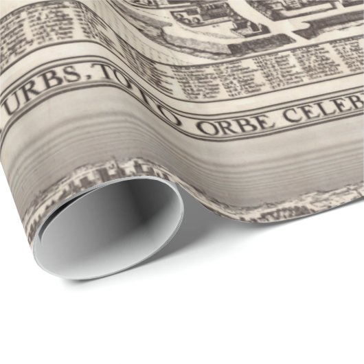 Karte 1618 von Paris durch Claes Jansz. Visscher Geschenkpapier (Rolleneckpunkt)