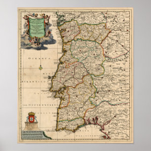Karte 1690 von Portugal Poster