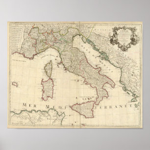 Karte 1700 von Italien Poster