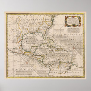 Karte 1720 der Antillen durch Emanuel Bowen Poster
