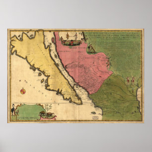 Karte 1720 von Kalifornien als Insel Poster