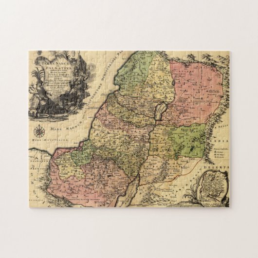 Karte 1759 von altem Israel mit den 12 Stämmen Puzzle (Horizontal)