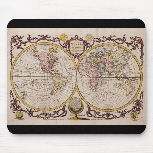 Karte 1782 der Welt durch George Augustus Baldwyn Mousepad (Vorne)