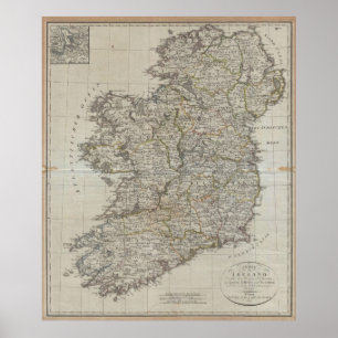 Karte 1804 von Irland (40" x47") Poster