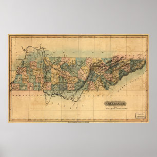 Karte 1826 von Tennessee Poster