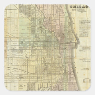 Karte 1857 von Chicago Illinois Quadratischer Aufkleber