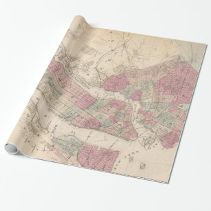 Karte 1868 von New York und von Brooklyn Geschenkpapier