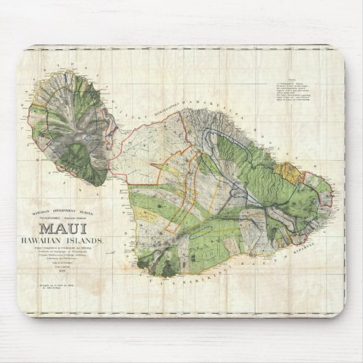Karte 1885 De Witt Alexander von Maui, Hawaii Mousepad (Vorne)