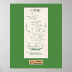 Karte 1914 von Yosemite-Tal Poster