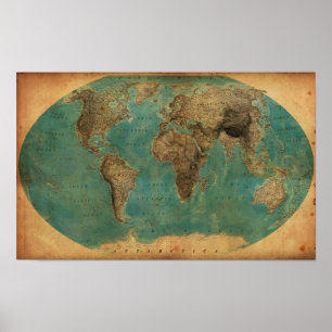 Karte 1938 der Welt Poster