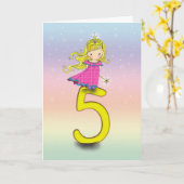 Karte 5-jährig-Prinzessin-Geburtstag für Mädchen (Gelbe Blume)