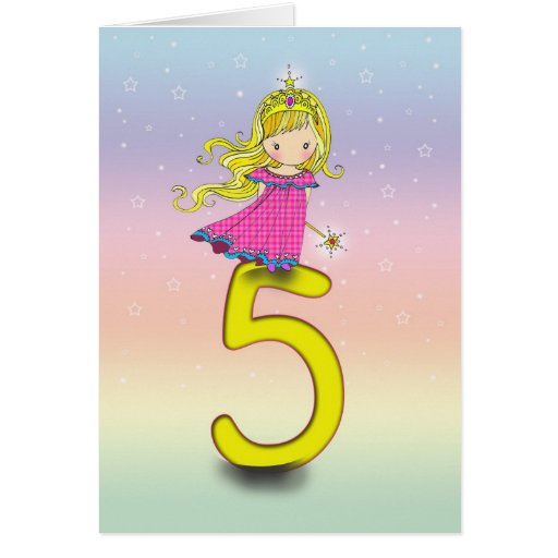 Karte 5-jährig-Prinzessin-Geburtstag für Mädchen | Zazzle