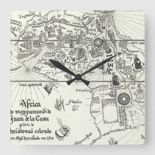 Karte Afrikas   1500 Quadratische Wanduhr